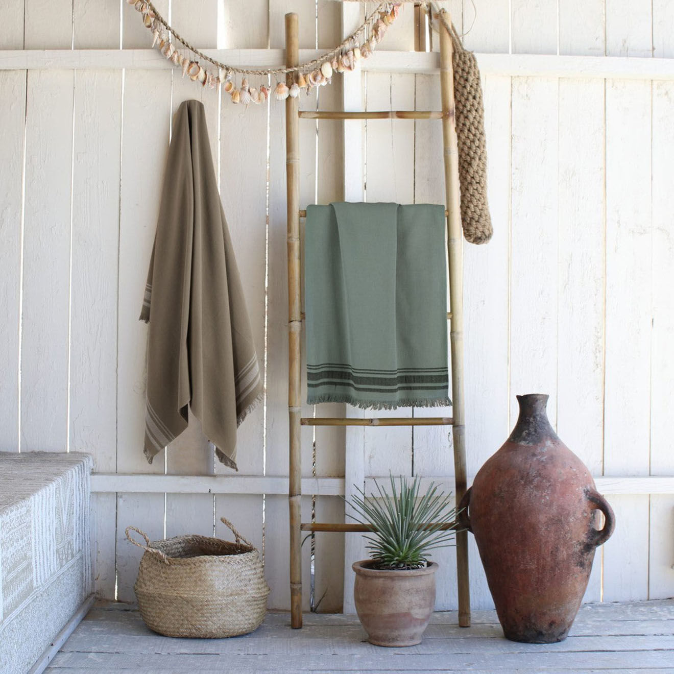 Febronie Fouta éponge Faro vert  - 100x180 cm
