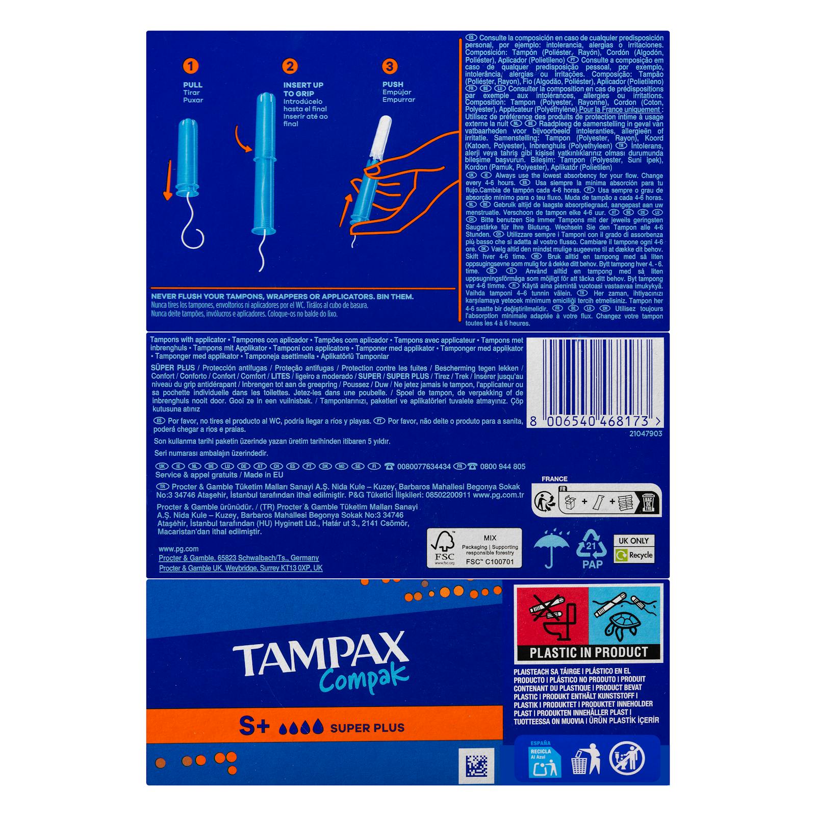 Tampons Tampax Compak Super Plus avec applicateur