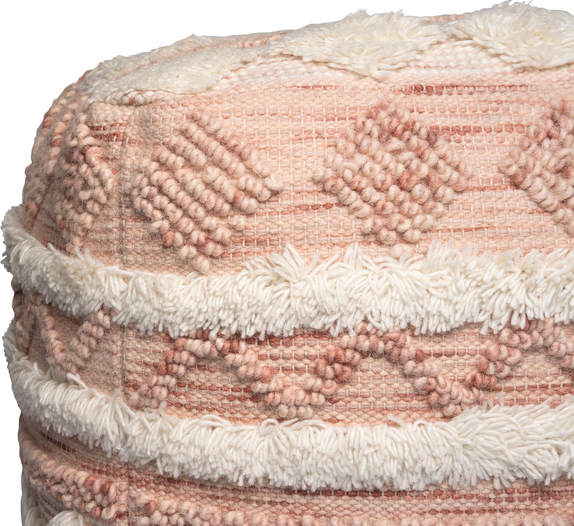 Kayoom Pouf »Bohist 225 50cm x 50cm,   Strukturen mit Fransen und Quasten« 1 Stk. tlg. handgefertigt, Unikat, sehr gut kombinierbar, vielfältig im Einsatz
