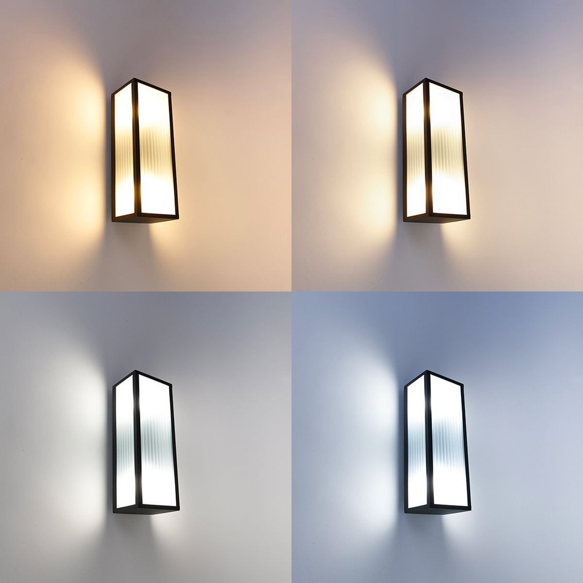 Smart buiten wandlamp zwart met ribbel glas incl. 2 Wifi A60 - Charlois
