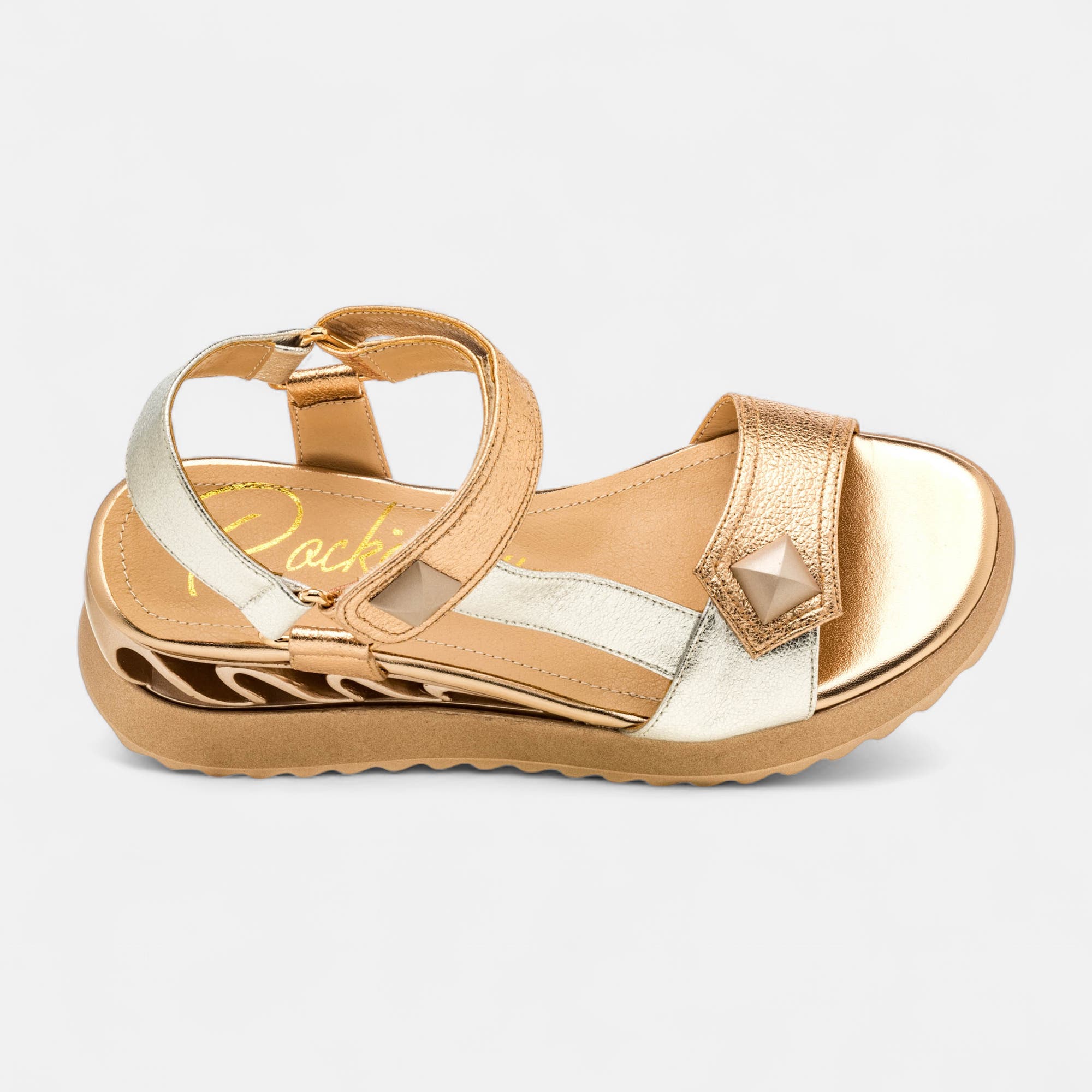 Sandales à talon compensé Femme or