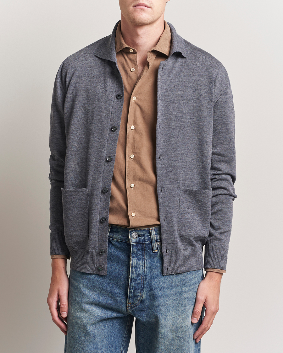 Stenströms Merino Pocket Cardigan Grey