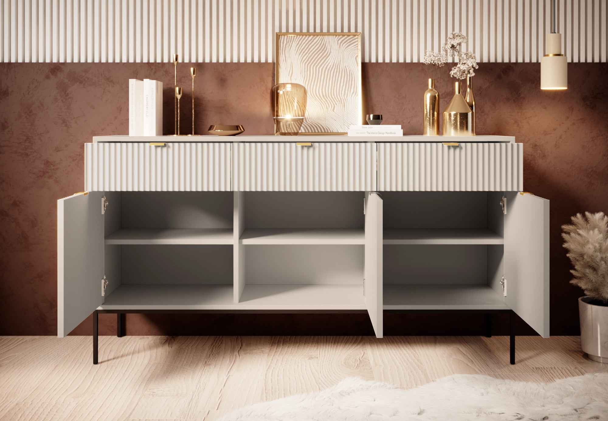 Meubella - Dressoir Navil - Beige - 154 cm