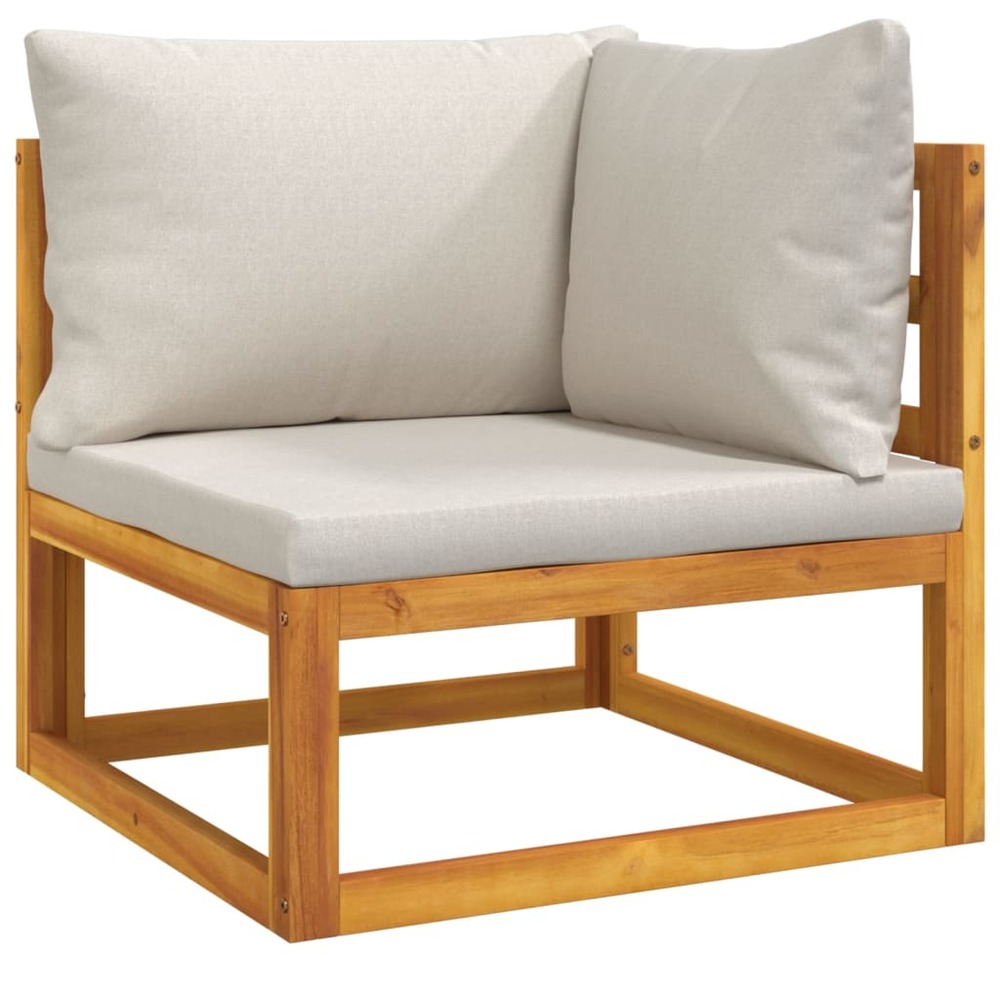 Salon de jardin meuble d'extérieur ensemble de mobilier 9 pièces avec coussins gris clair bois massif