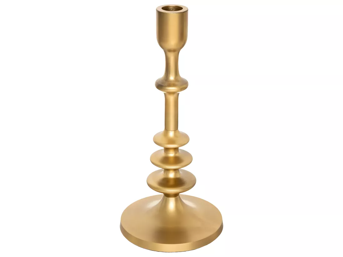Bougeoir Chandelier en Métal Doré H 25.5 cm