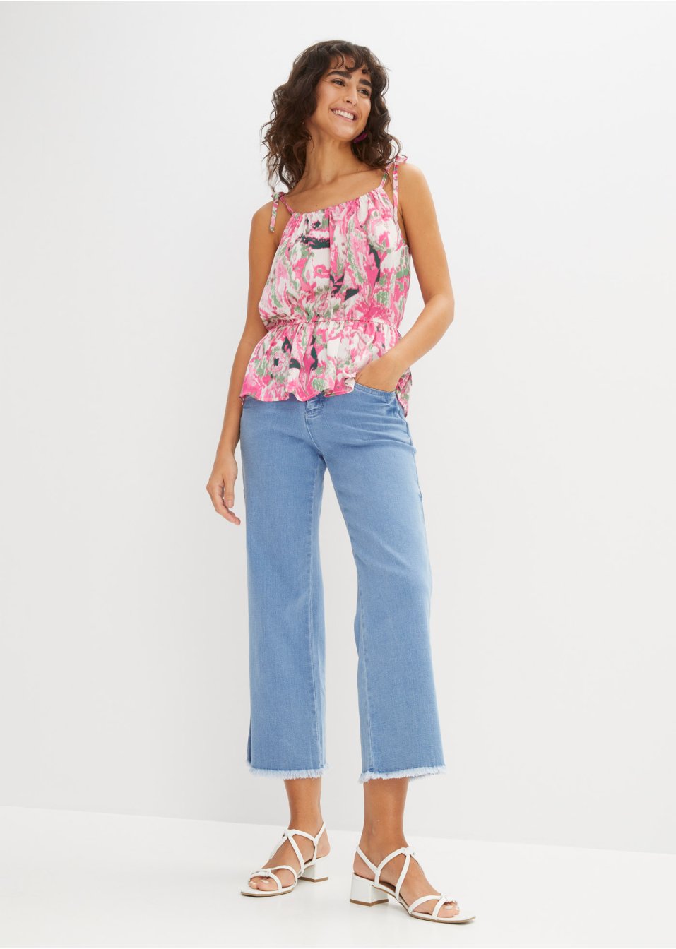 Top-blouse en satin imprimé