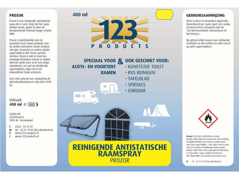 123 Products Prozor antistatische raamspray