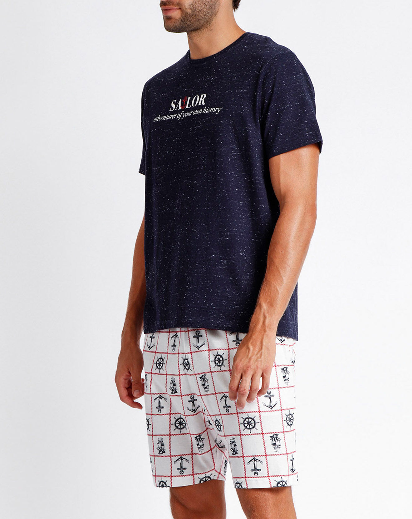 Admas Pyjama marin  bleu marine/blanc
