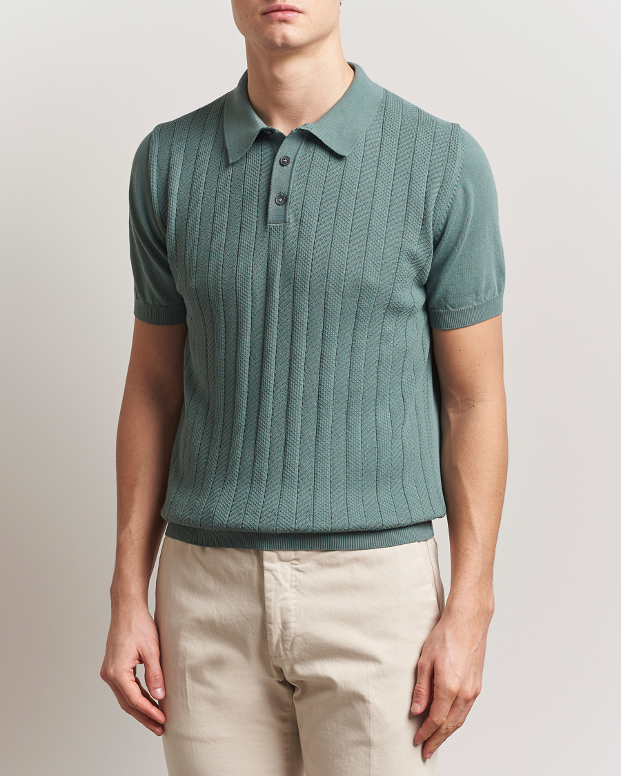 Oscar Jacobson Barto Structured Cotton Polo Light Green