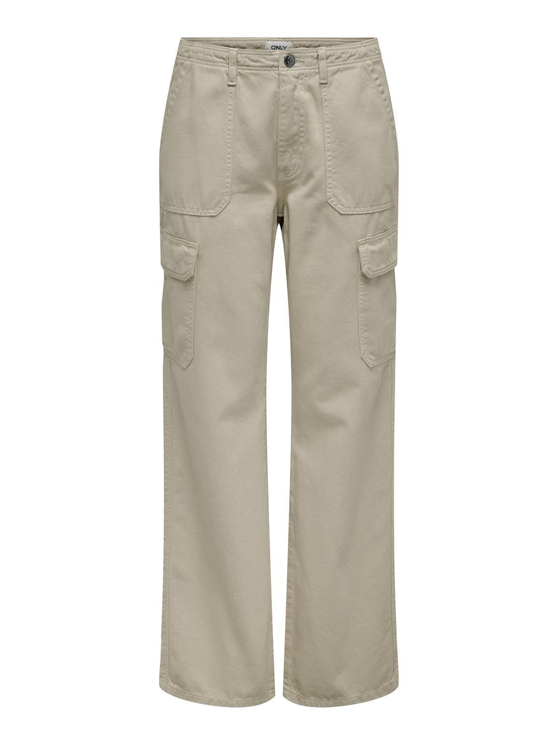 ONLMALFY Hohe Taille Locker geschnitten Cargo-Hose Silver Lining