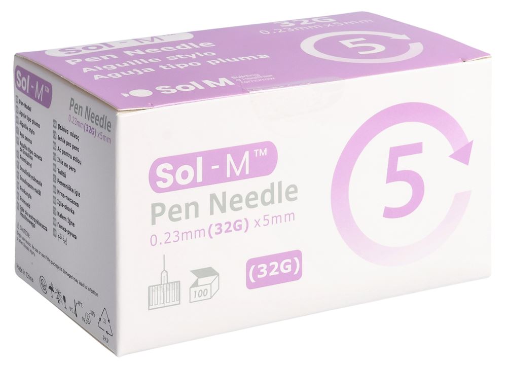 SOL-M Pen Nadel<br>100 Stück, 32G 0.23mmx5mm