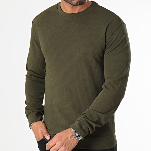 Sweat Crewneck Texturé Waffle 0546 Vert Kaki