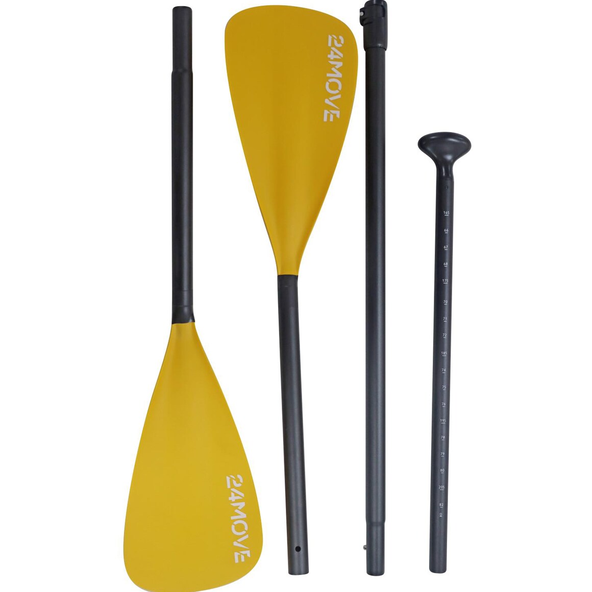 24MOVE® Paddel Doppelpaddel 2 in 1 Teleskoppaddel Stechpaddel für SUP Stand Up Board , Kajak, Leicht aus Aluminium 230cm, verstellbar