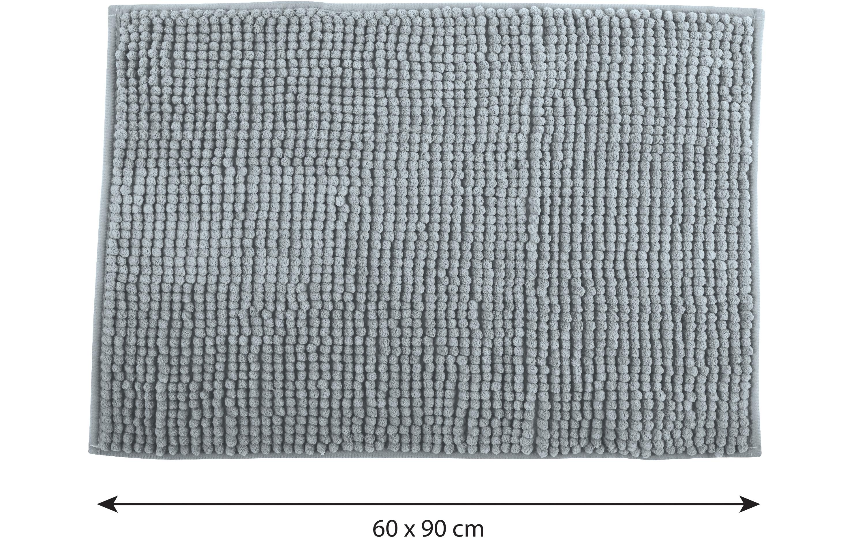 Badteppich Chenille 60 x 90 cm, HellgrauBadematte mit rutschfester Unterseite