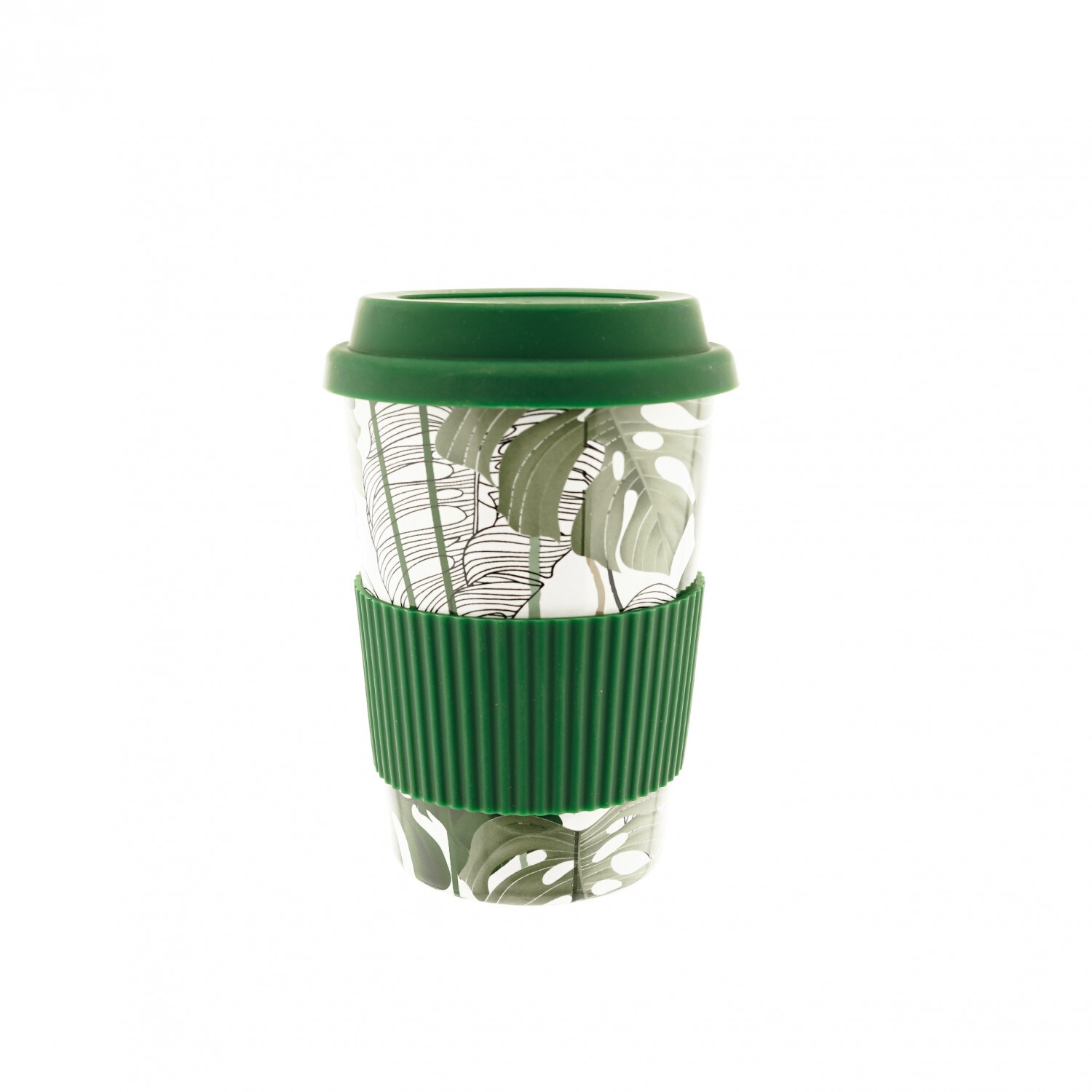 10x Kaffeebecher To Go, Porzellan Coffee to go Becher mit Deckel 350ml ZH3 Grün