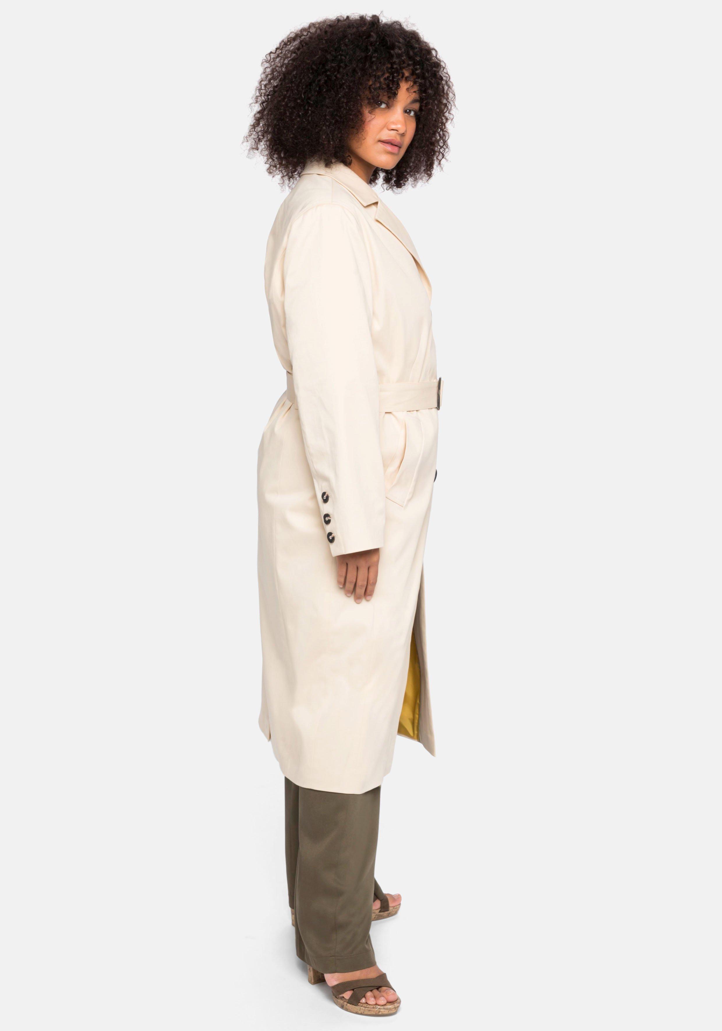 Trenchcoat mit Reverskragen und Kontrastfutter