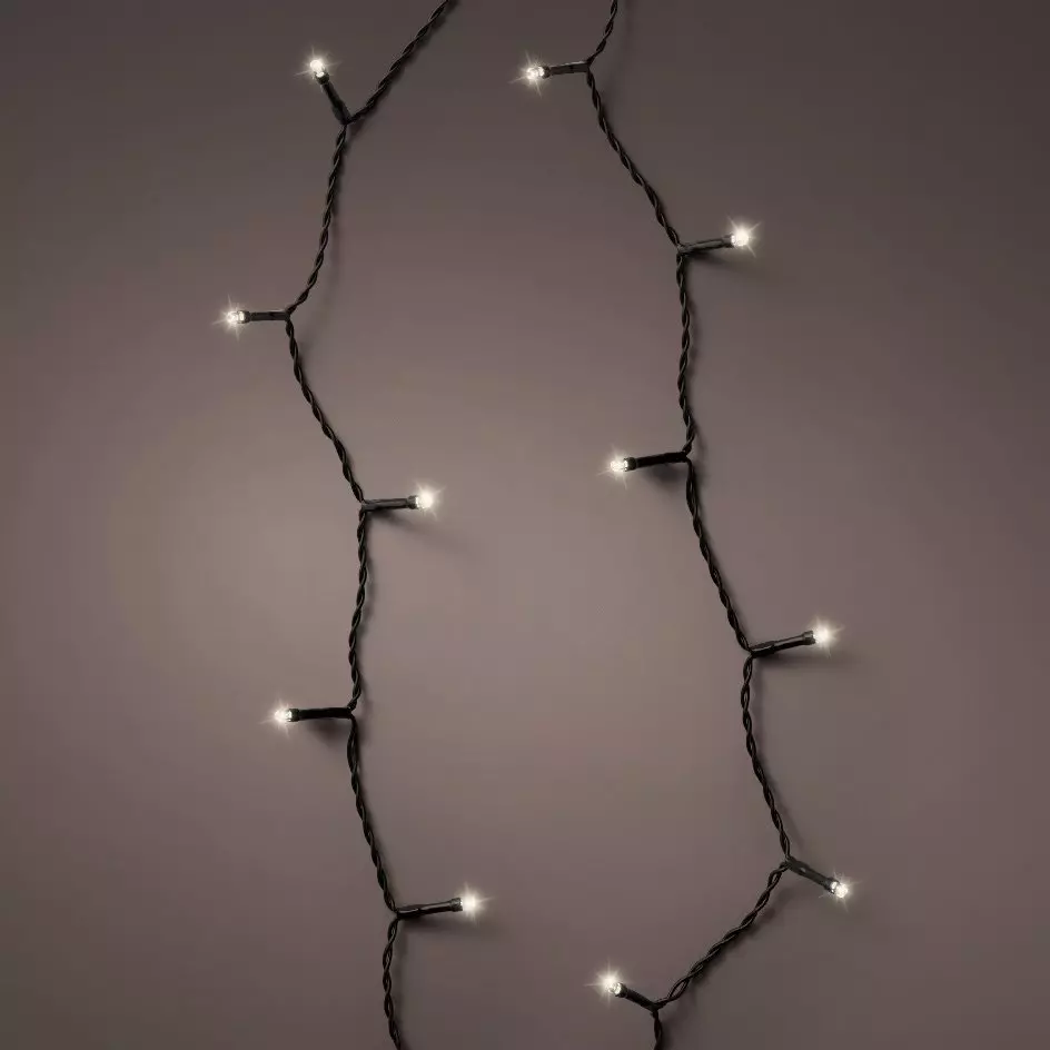 Guirlande lumineuse à piles 7,10 m 96 LED câble noir Durawise Blanc chaud