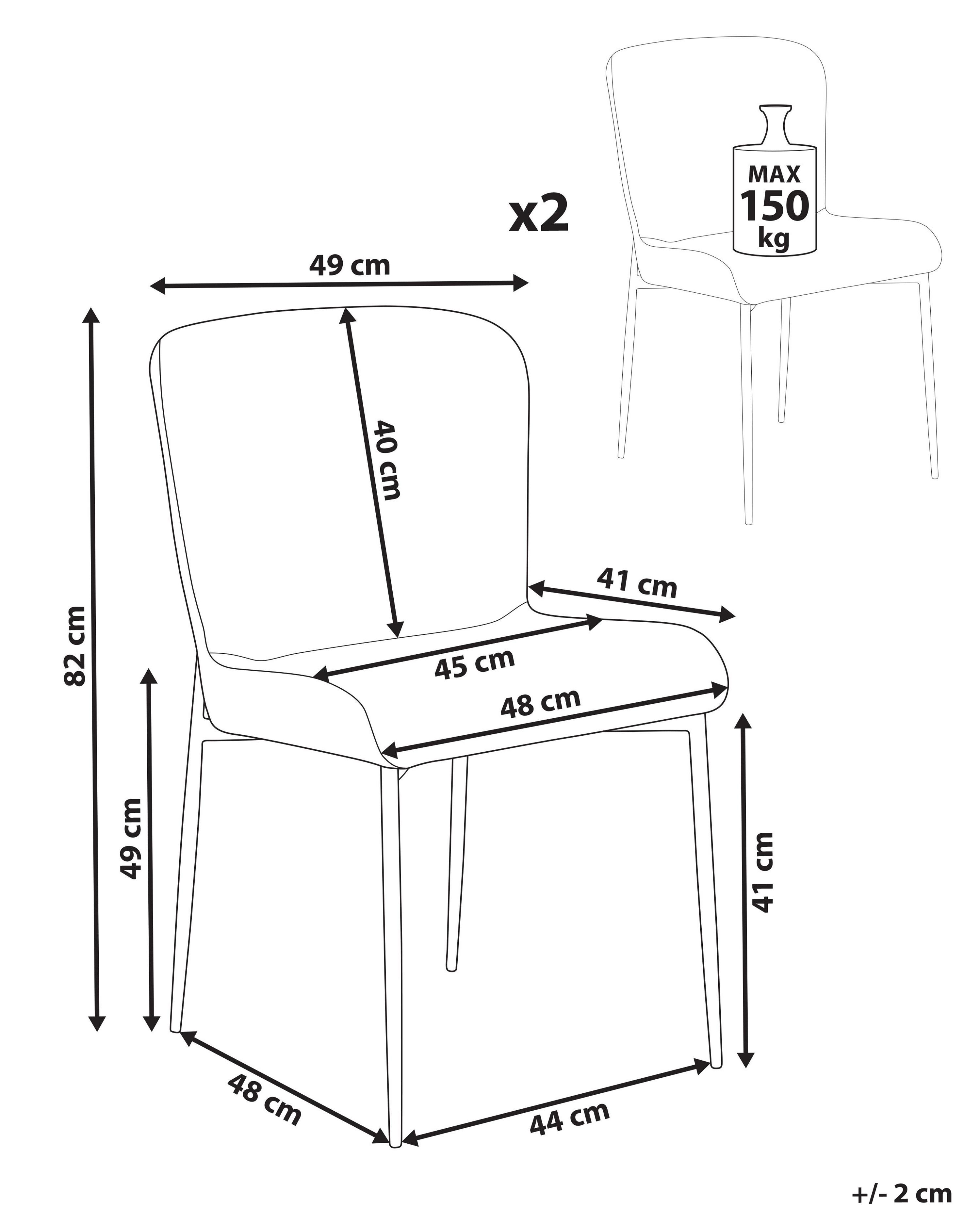 Set van 2 eetkamerstoelen ADA Donkergrijs