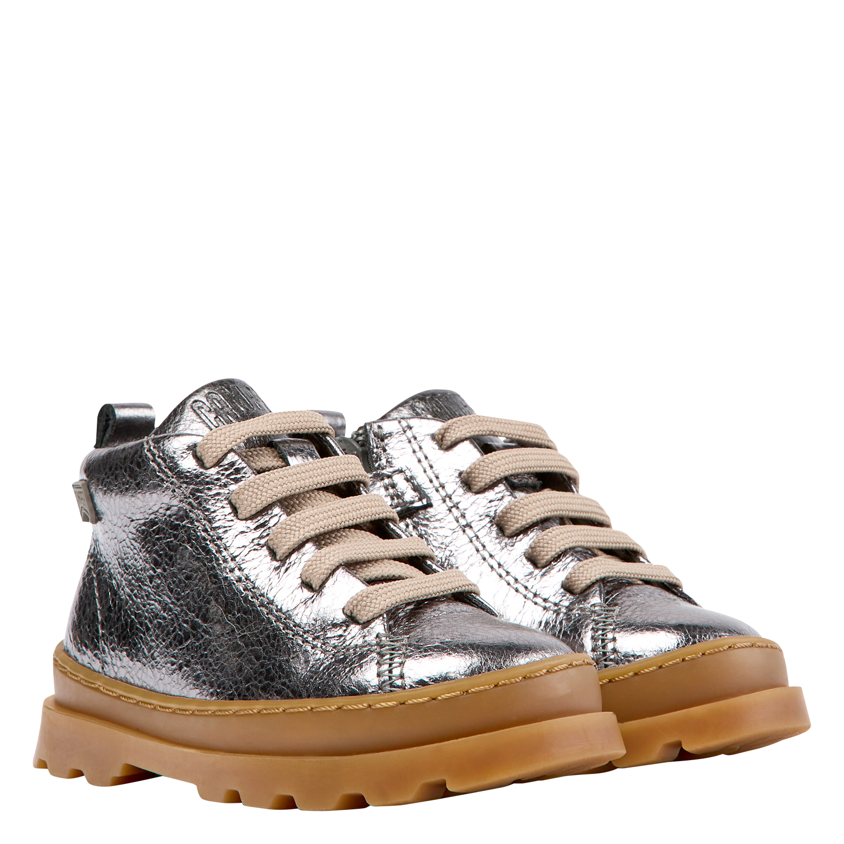 BRUTUS - Bottines à lacets en cuir métallisé | Gris