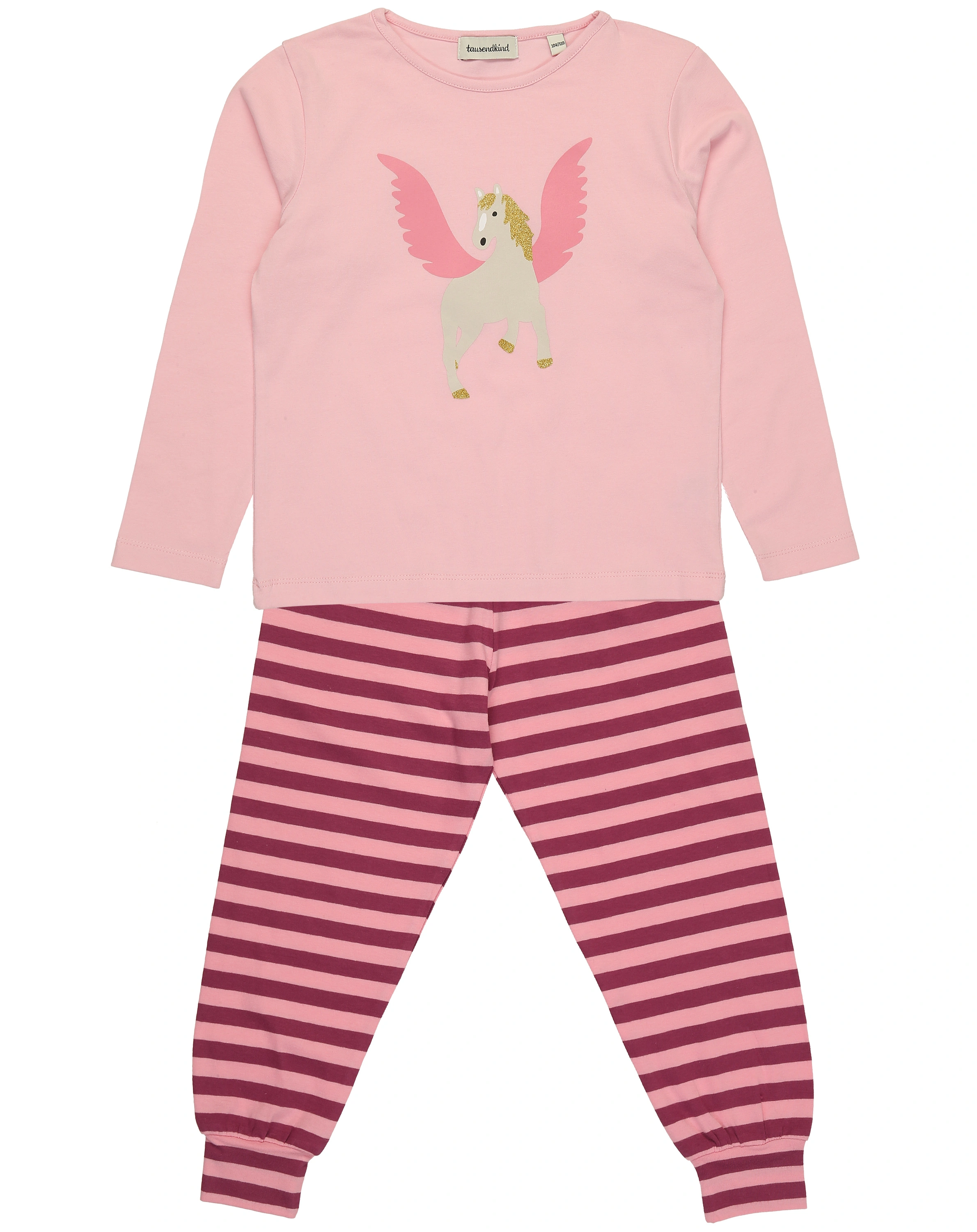 Schlafanzug PEGASUS lang in rosa/dunklelrot