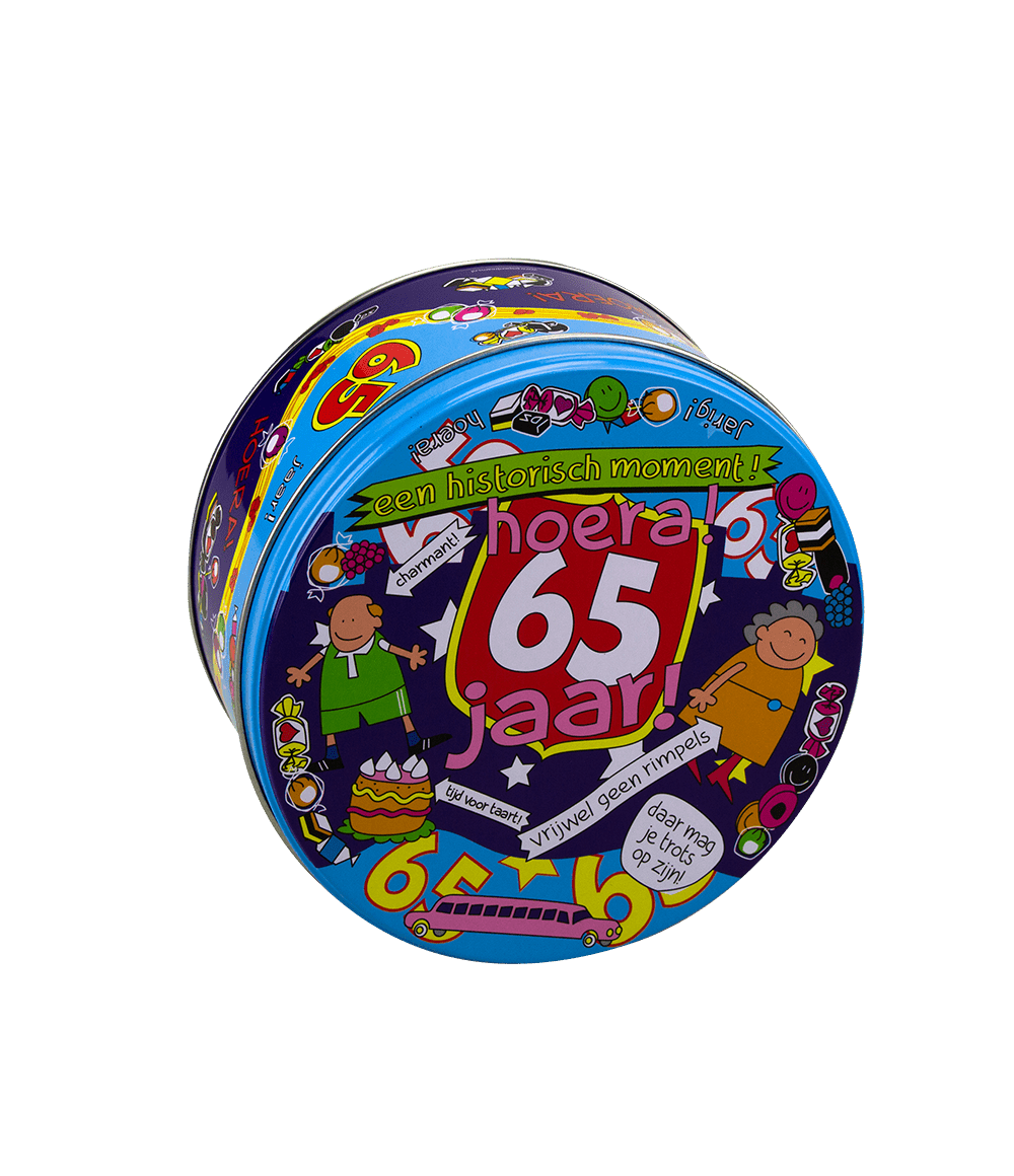 Snoeptrommel 65 Jaar 14cm