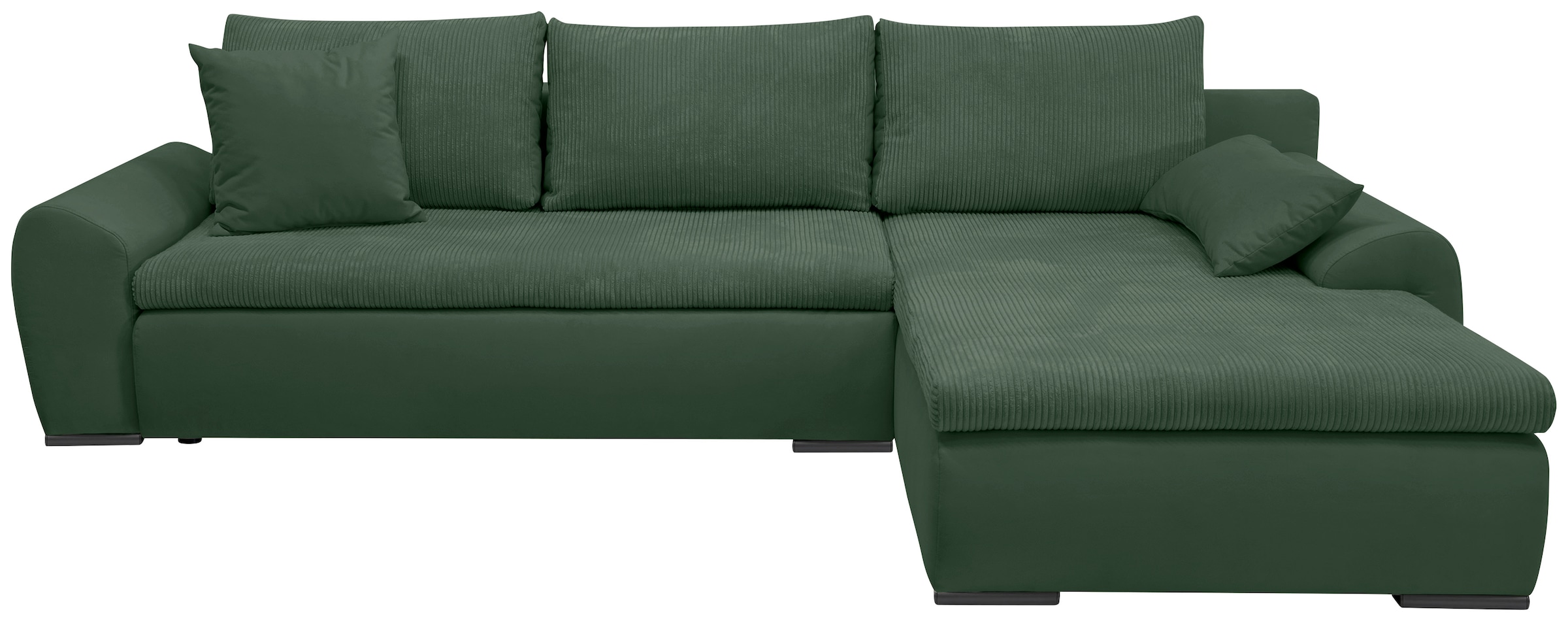 Home affaire Ecksofa »Win, L-Form,  Breite 285cm« optional mit Schlaffunktion und Bettkasten, dunkelgrün, Cord