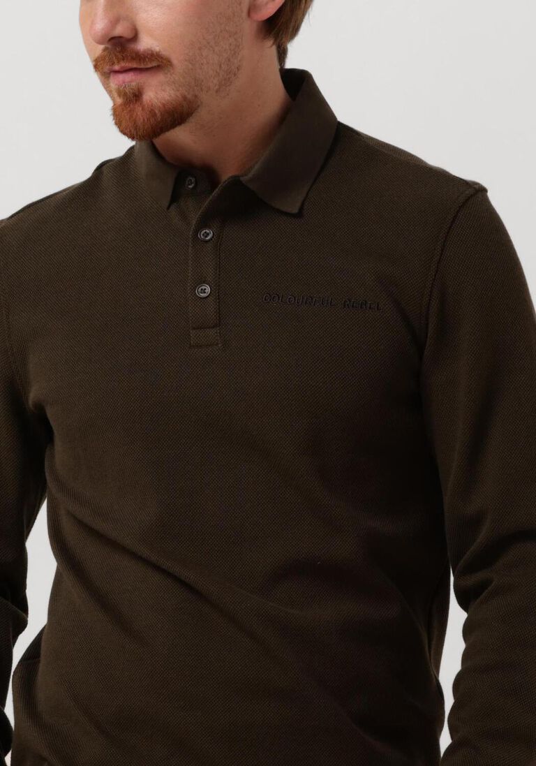 COLOURFUL REBEL groene colourful rebel polo uni structure polo longsleeve