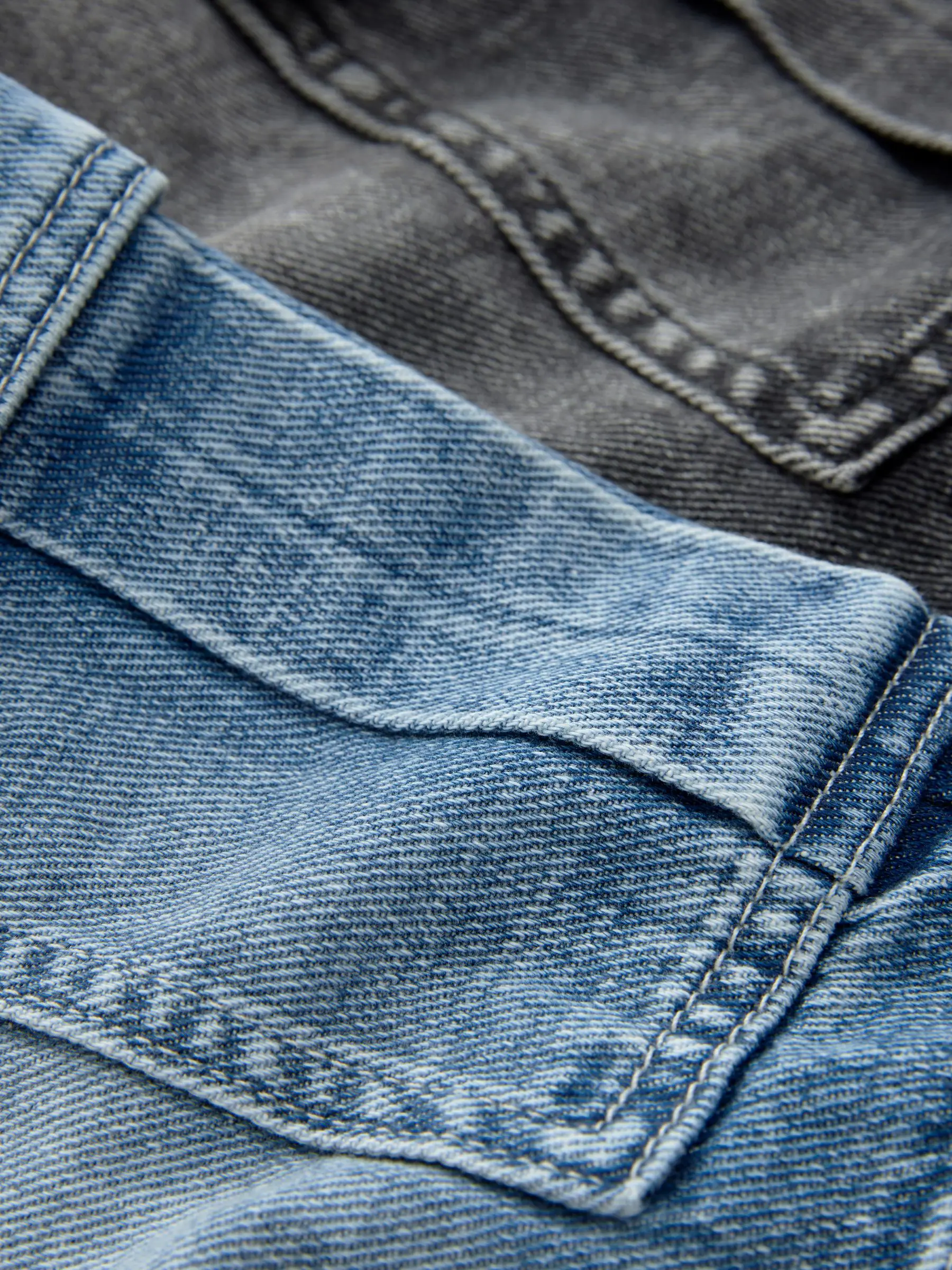 Grijs/Blauw - Verpakking van 2 cargoshorts van 100% katoenen denim (3-16jr)