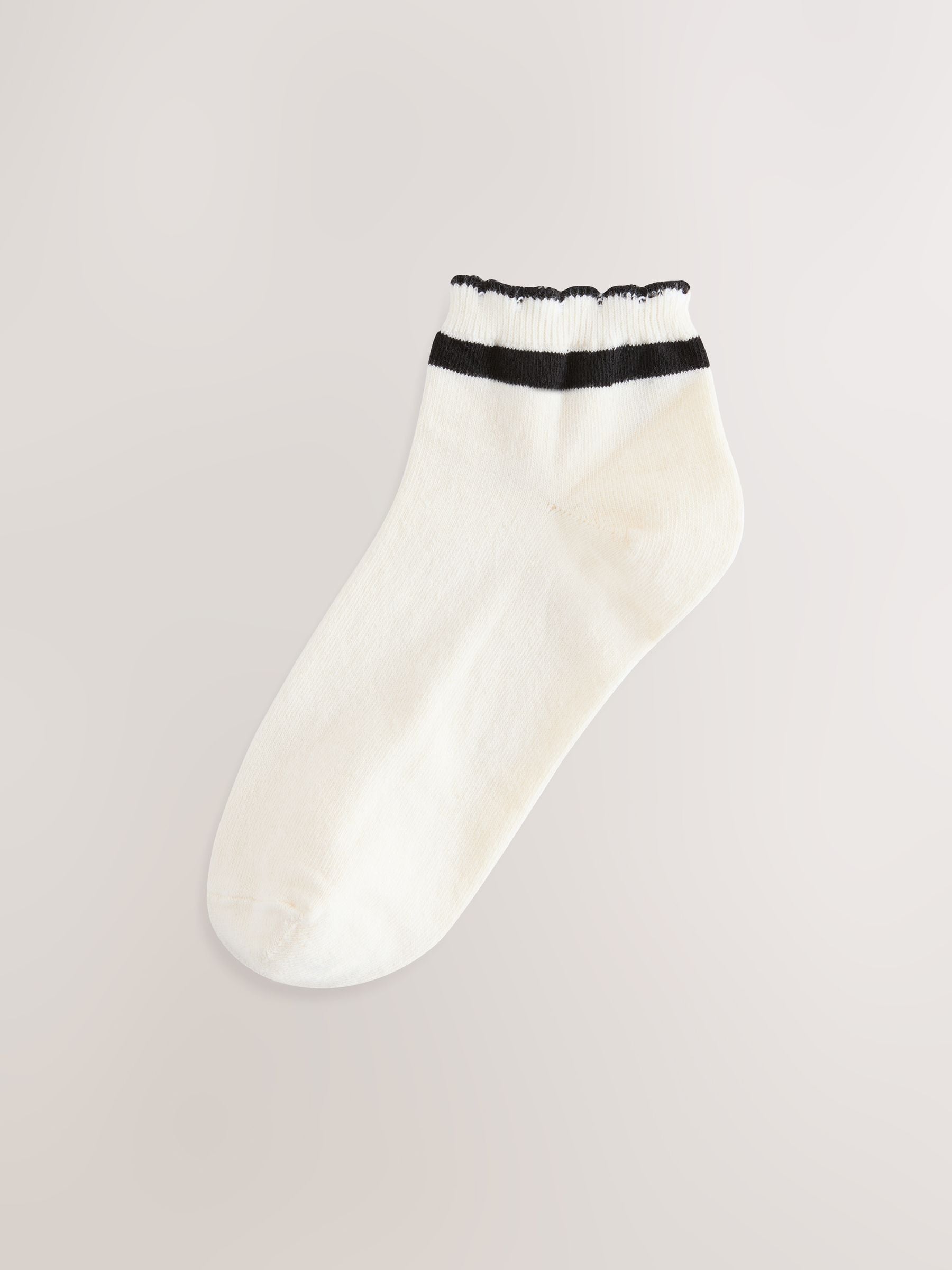 Crème/zwart geschulpte rand - 4 Paar sneakersokken