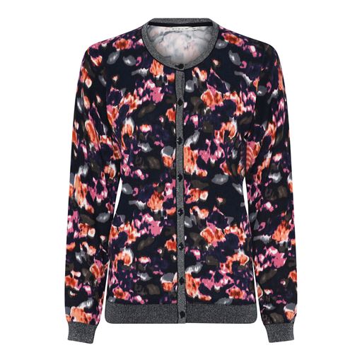 Micha Langærmet Cardigan, Navy Print, XXL