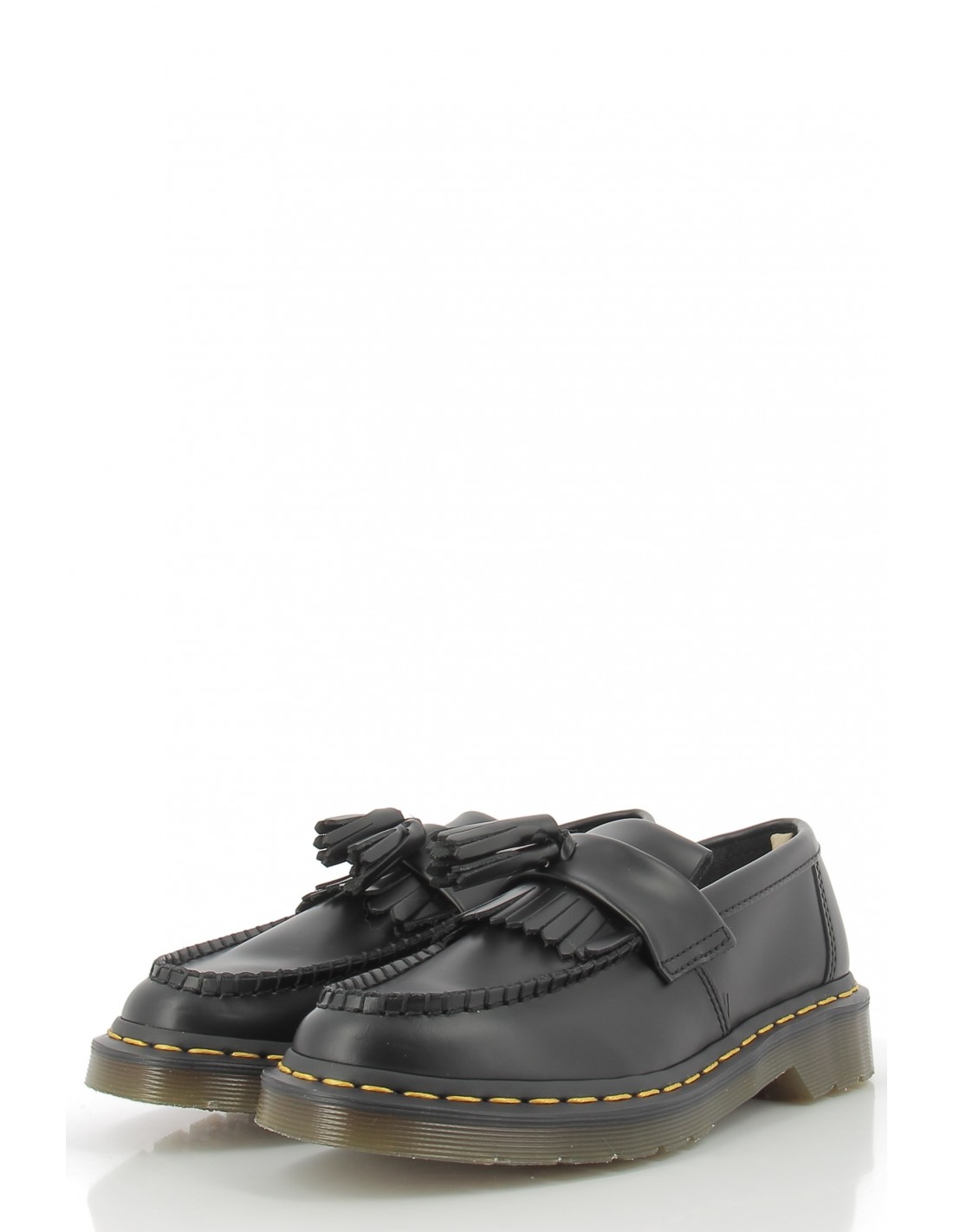 dr martens mocassins pampilles femme adrian yellow stitch cuir smooth noir