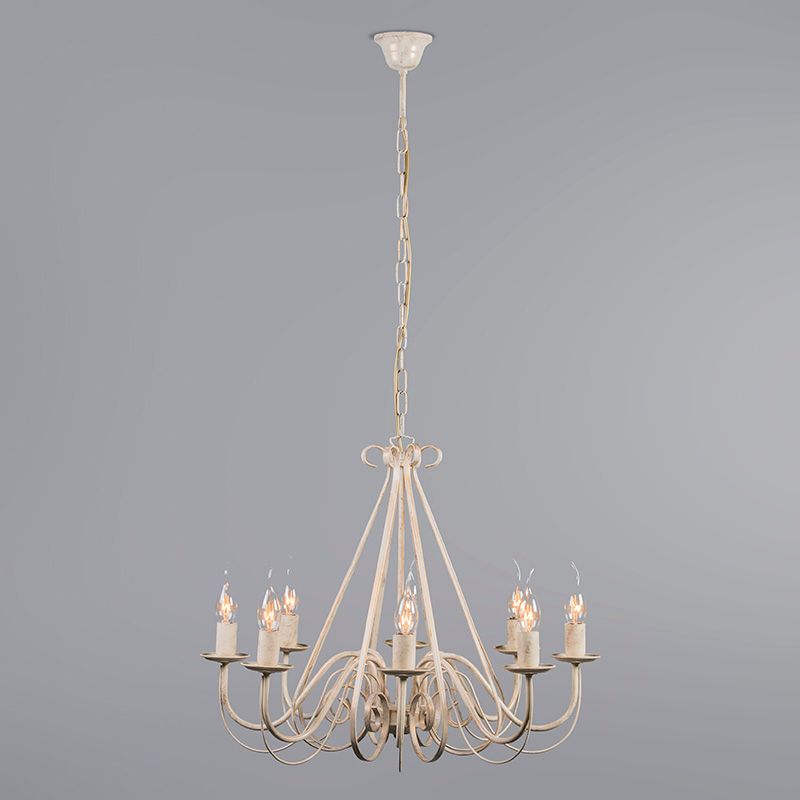 Kroonluchter beige 60 cm met bruine klemkappen - Giuseppe