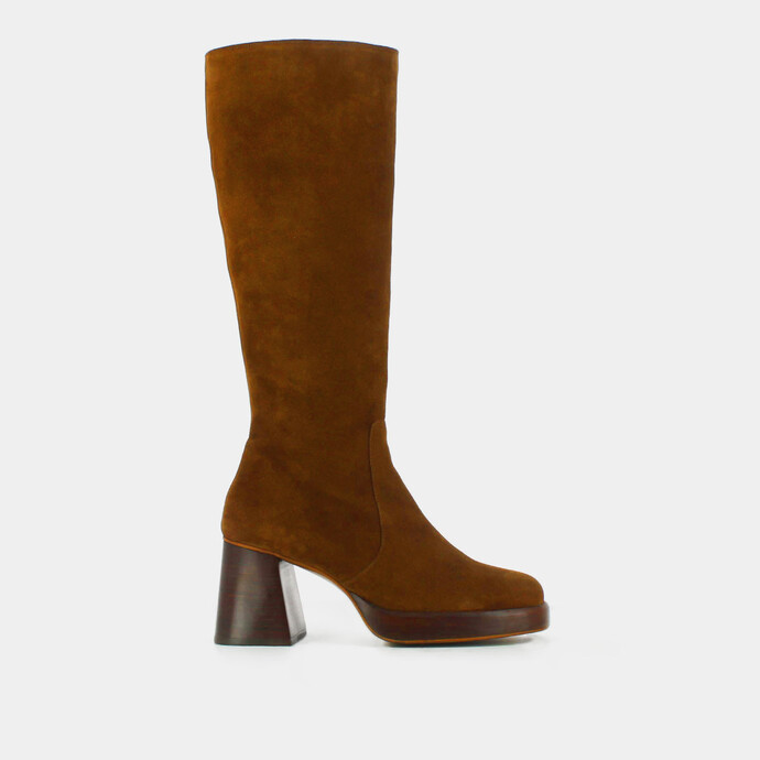 Bottes à plateformes  en croute cognac