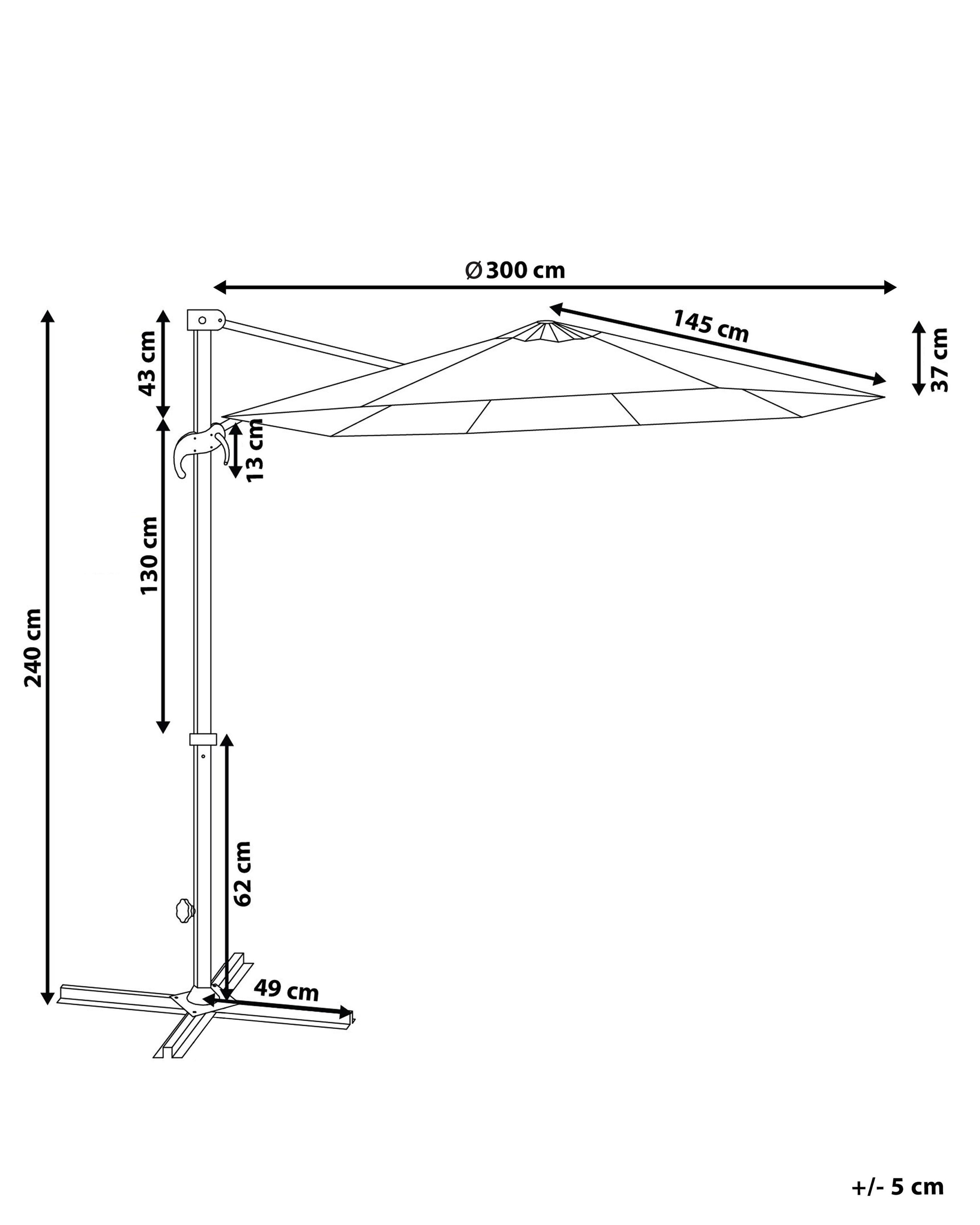 Zweefparasol 300 cm SAVONA Grijs Donkergrijs