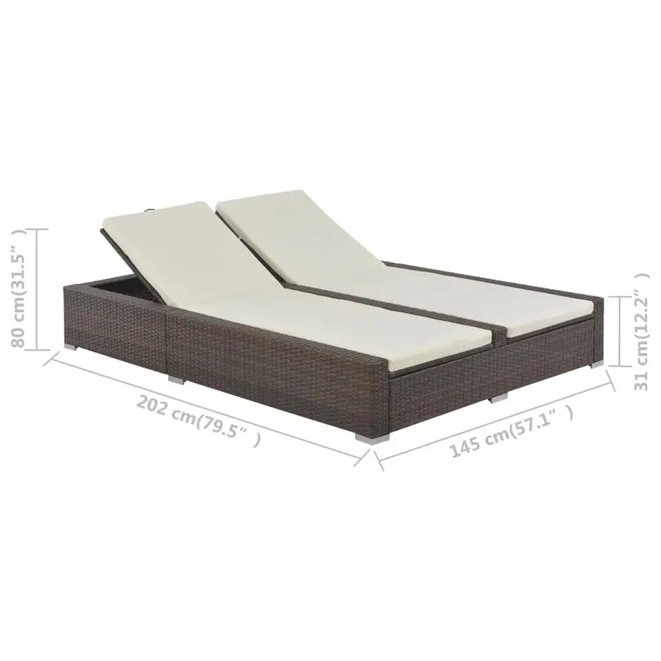 vidaXL - Ligbed - Bruin - Poly rattan