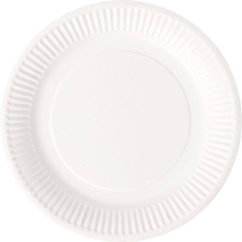 Assiette en carton Ø 18 cm Bioline, blanche - Lot de 100