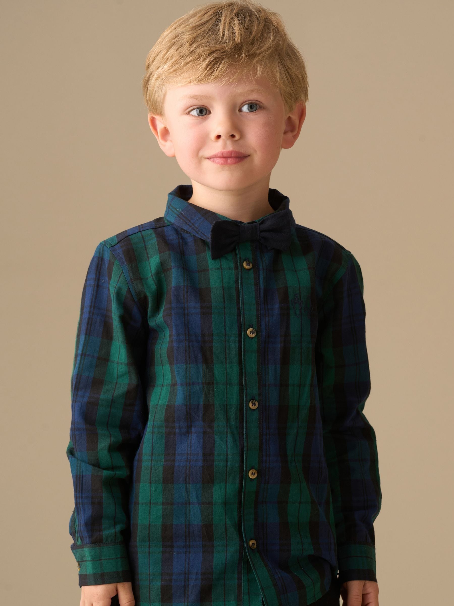 Blauw - Angel & Rocket Camden Brushed Shirt With Bow Tie