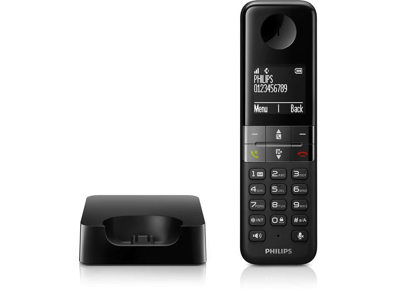 Philips Schnurlostelefon D4701B Schwarz Schnurloses Telefon – Smarte Eleganz