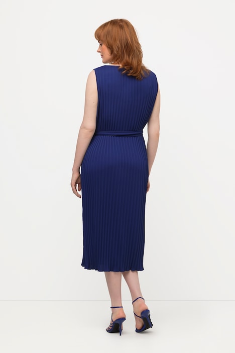 Plissee-Kleid, A-Linie, Rundhals, ärmellos