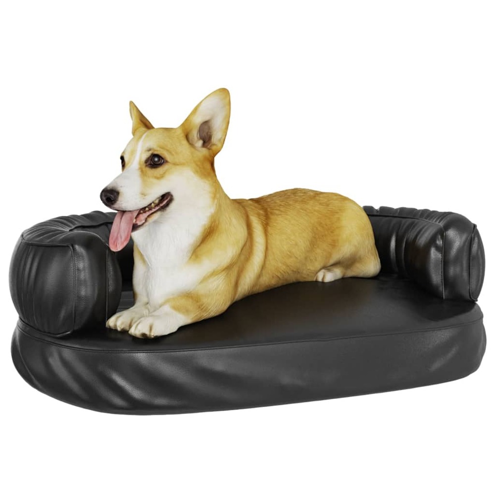 Lit pour chien ergonomique mousse noir 60x42 cm similicuir