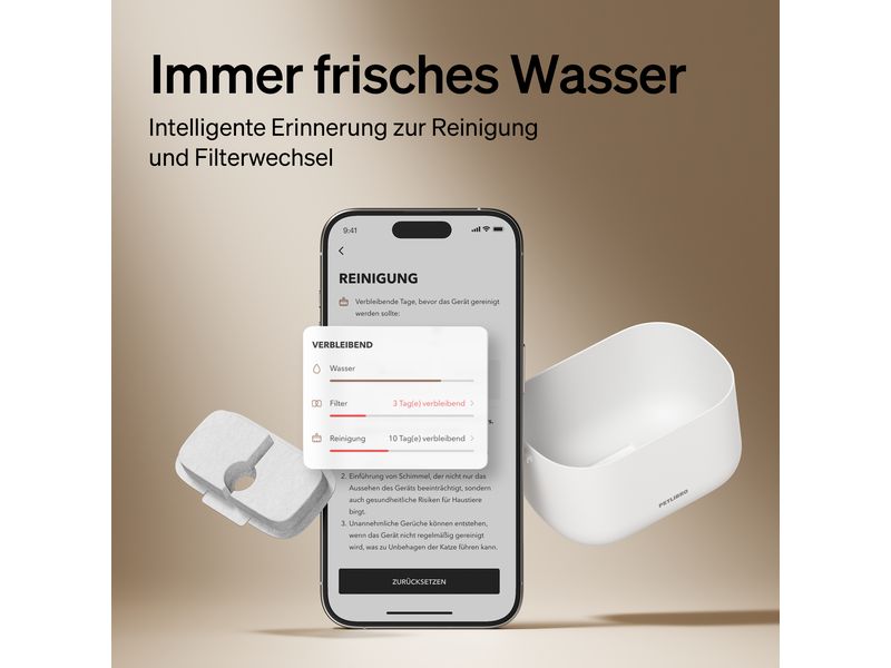 Petlibro Dockstream intelligenter Katzenbrunnen Weiss Intelligenter Trinkbrunnen mit App-Steuerung für Haustiere