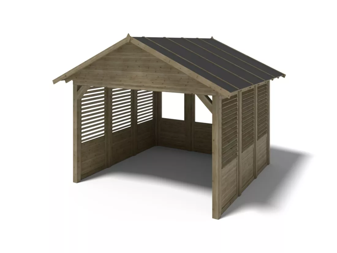 Pergola de jardin 4,04x4,04m avec panneaux - traité - ALT128 - ALTANKA