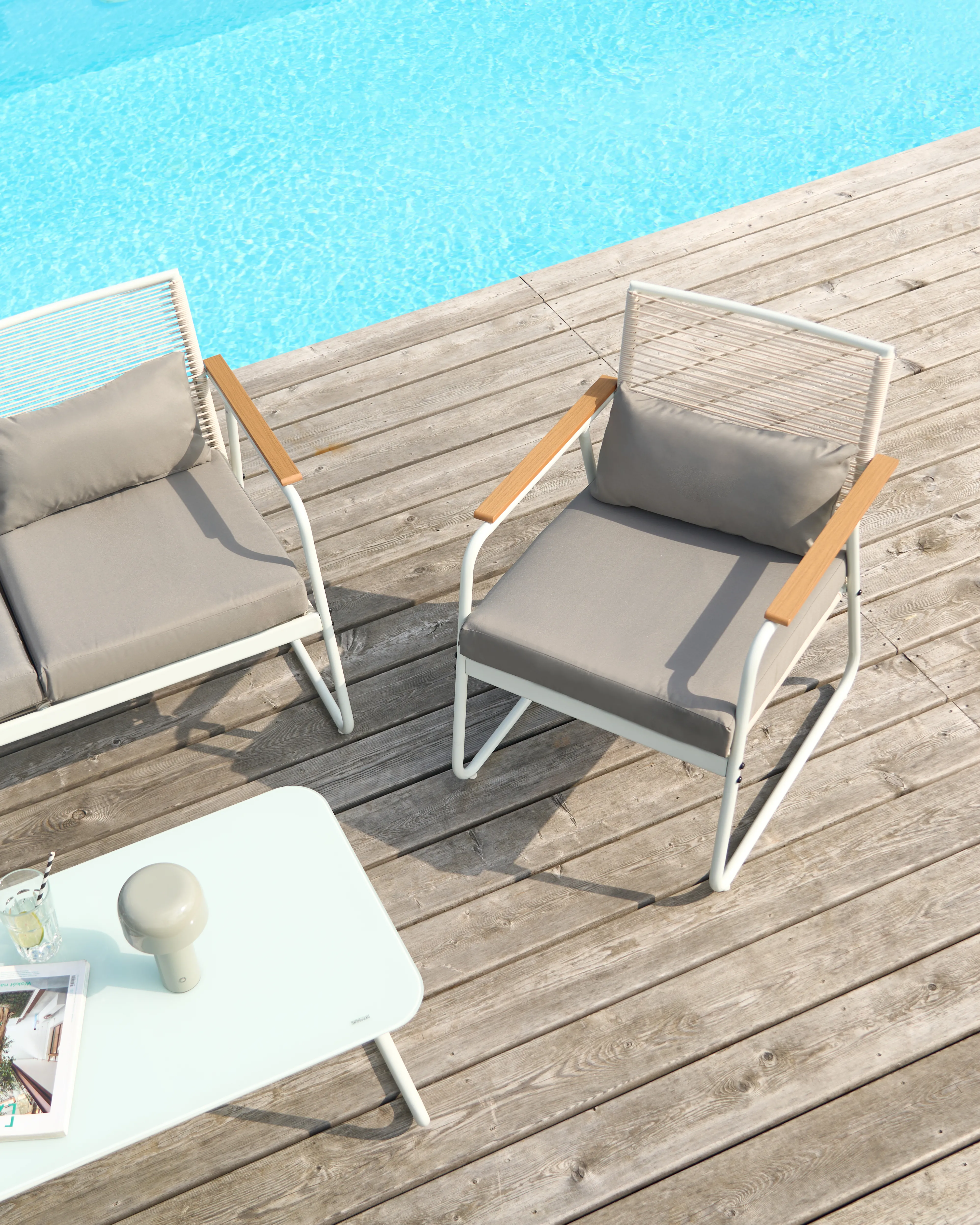 Loungeset met tafel 4-zits POMONTE Metaal Wit
