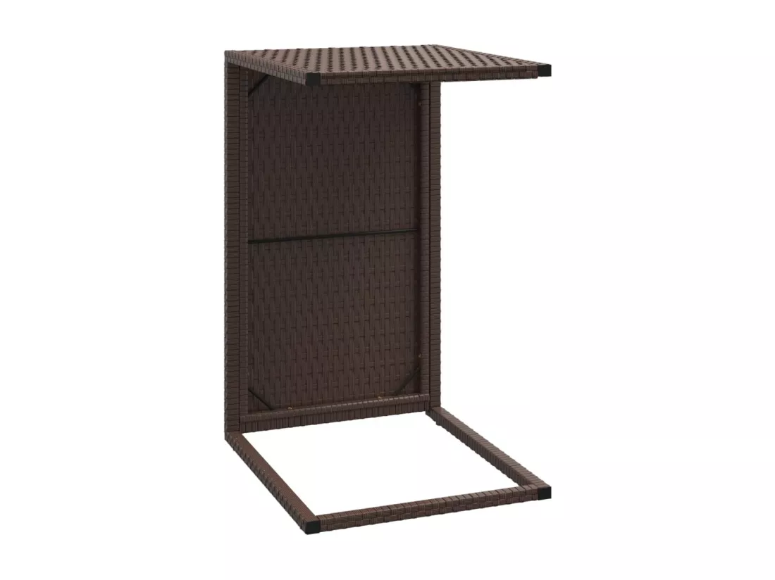 Table en forme de C marron 40x35x60 cm résine tressée