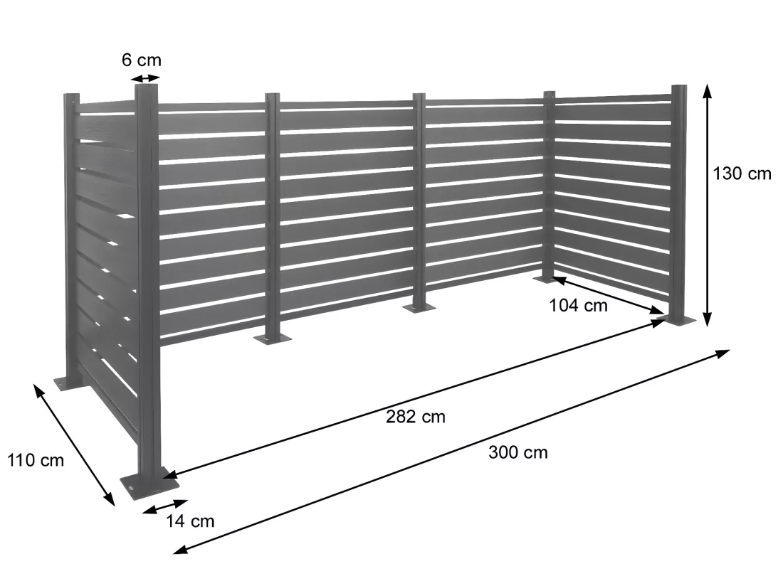 Clôture pour poubelles en aluminium MCW-K57, marron