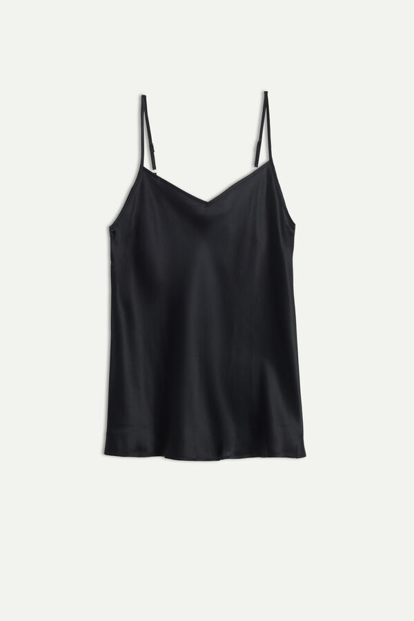 Blusa de cetim de seda com decote em V