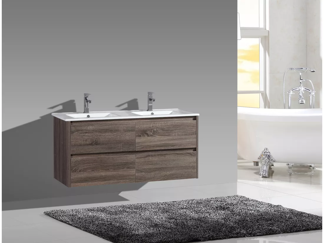 Meuble double vasque 120 cm marron Aquadoli