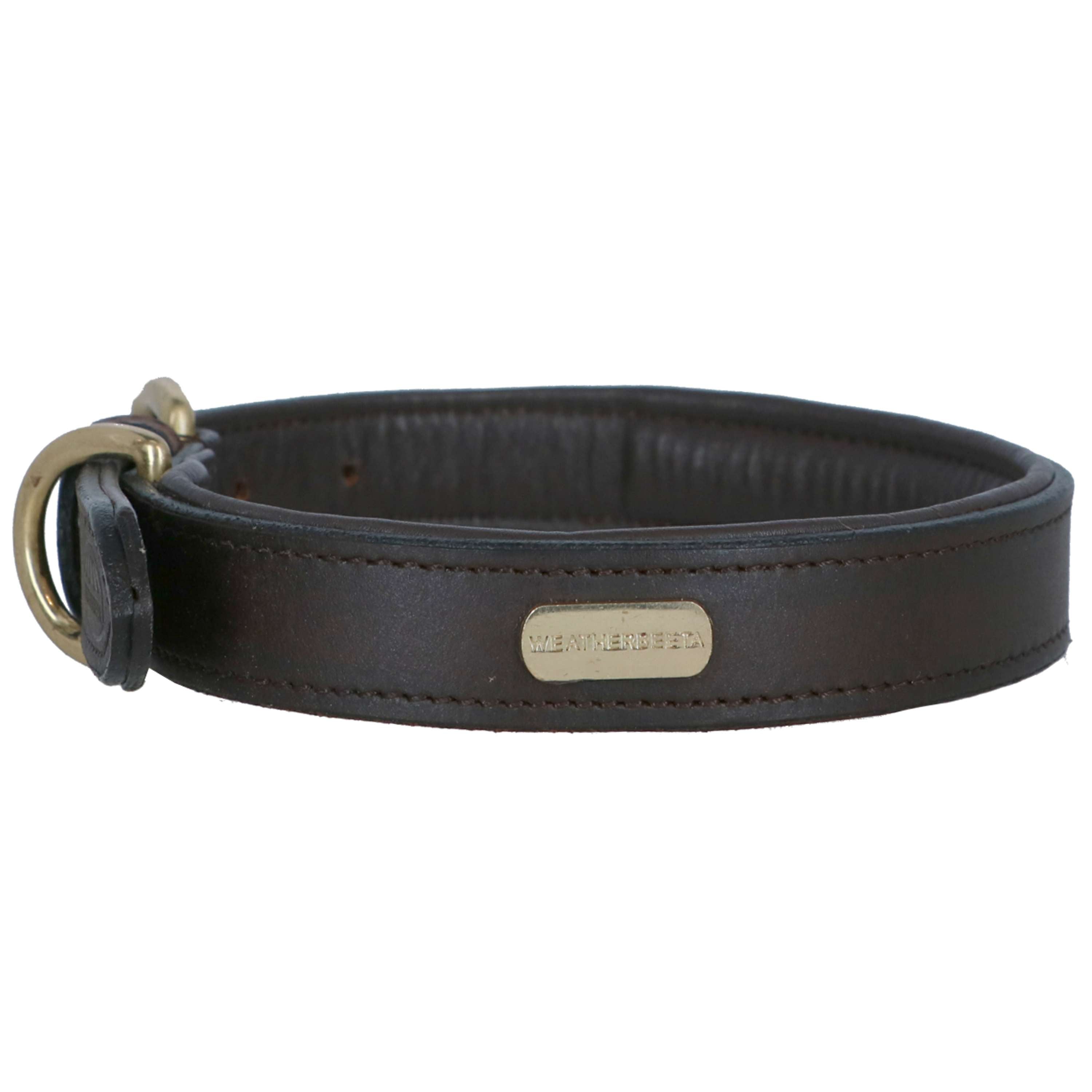 WeatherBeeta Dog Collar Padded Leather Brown