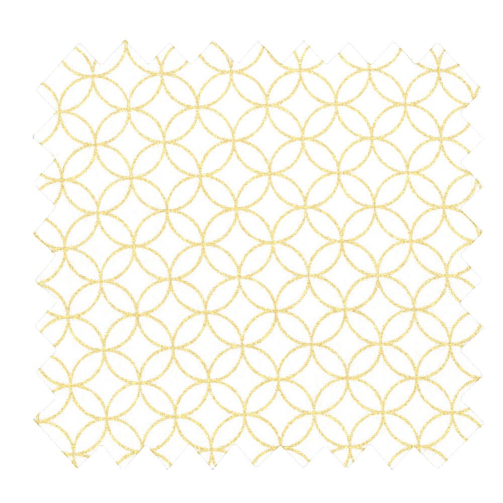 Tissu Coton Au Mètre Lozanges Cercles Dorés Ivoire Ex1027