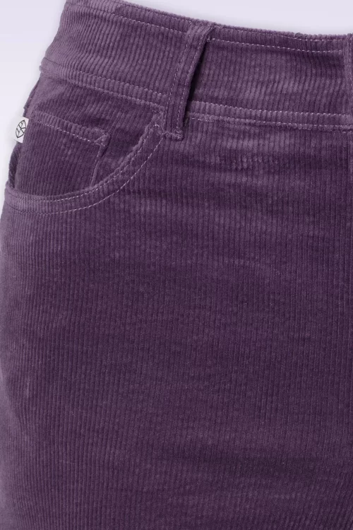 Surkana Mila rib broek met wijde pijpen in paars